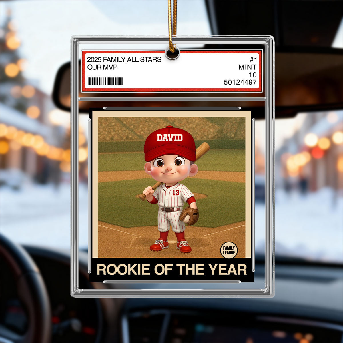 Baseball Rookie Of The Year Kid All Star Trading Card Style - Personalized Acrylic Ornament - Christmas Gift For Kids, Grandchildren
