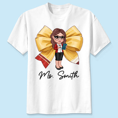 Pencil Coquette Bow Personalized Shirt, Appreciation Gift For Teacher