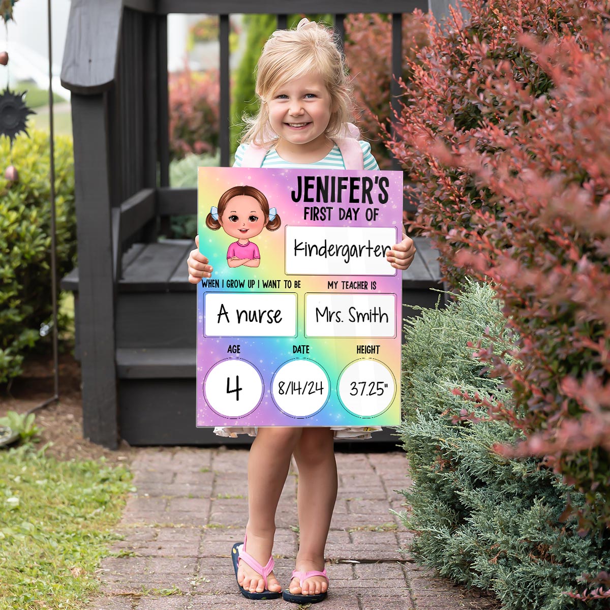 Rainbow Acrylic First Day Of School Personalized Reusable Board Sign, Back To School Gift