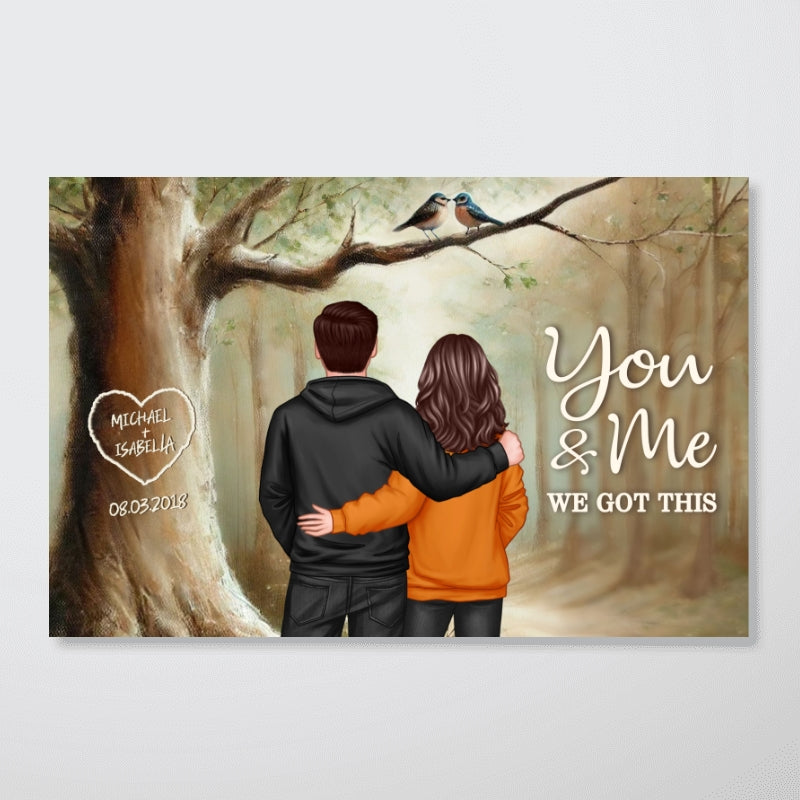 Couple Birds On Tree Personalized Poster, Anniversary,  Gift for him, Gift for her