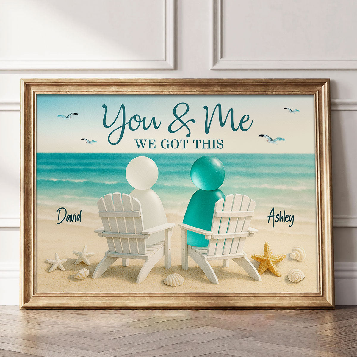 3D Sea Glass Effect Couple You & Me We Got This - Personalized Poster