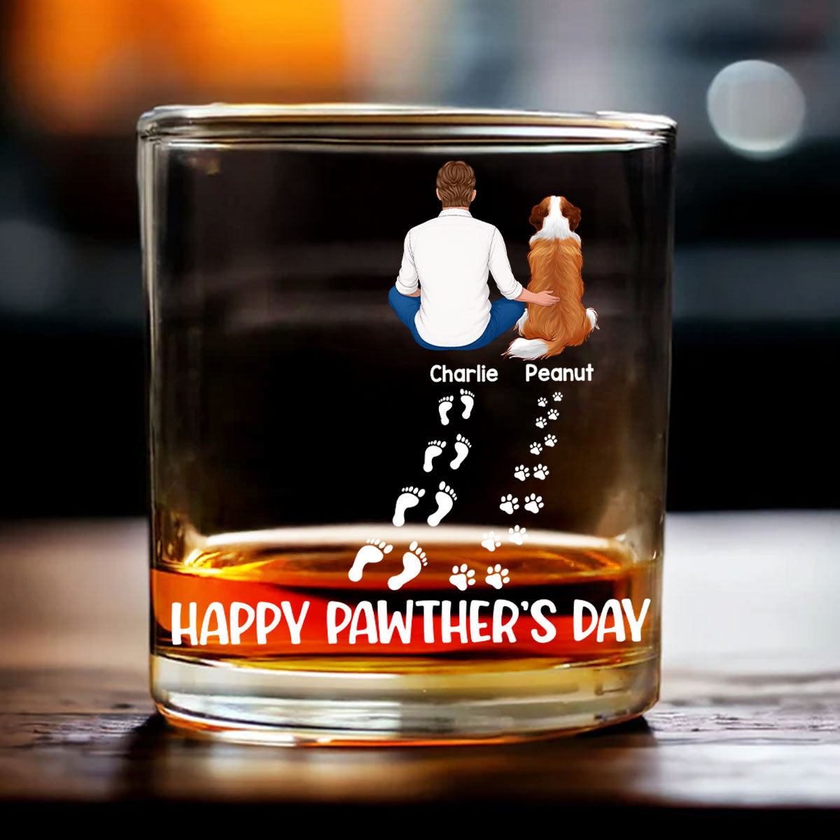 Happy Pawther's Day Dog Dad Personalized Wine Glass, Father's Day Gift for Dog Dads
