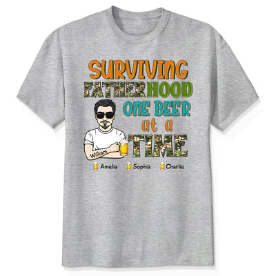 Surviving Fatherhood One Beer At A Time Gift for Dad Personalized Shirt
