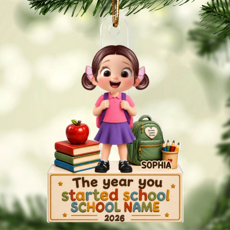 The Year You Started School - Personalized Acrylic Ornament - First Day of School Keepsake, School Starter Gift For Little Boy, Girl