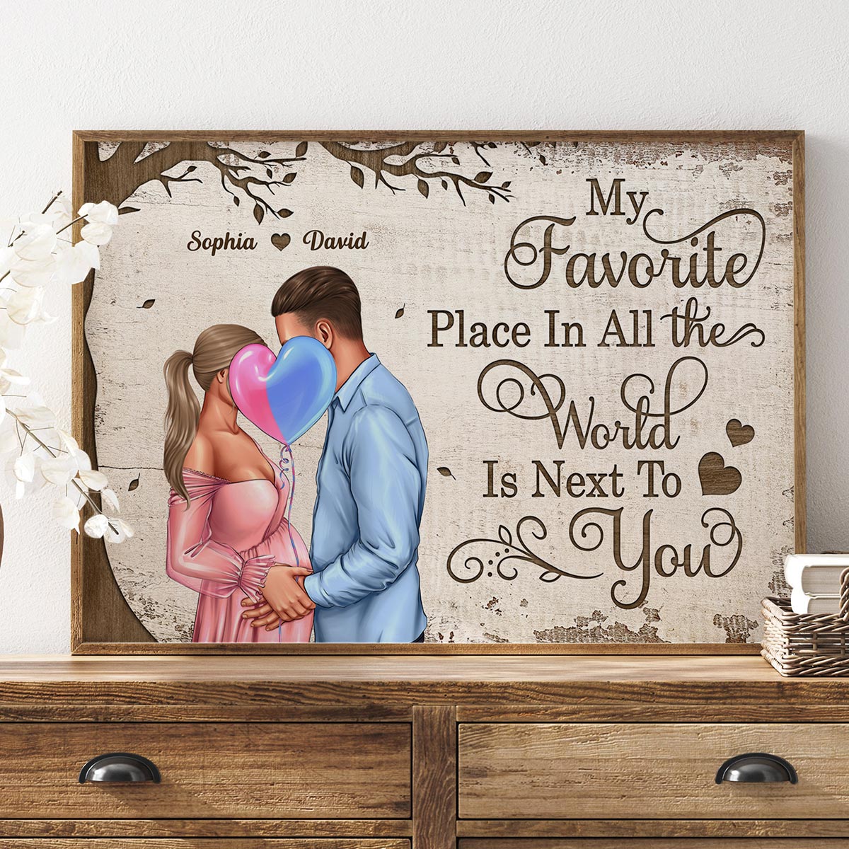 Favorite Place In The World Pregnancy Couple Personalized Poster, Gift For Him, For Her