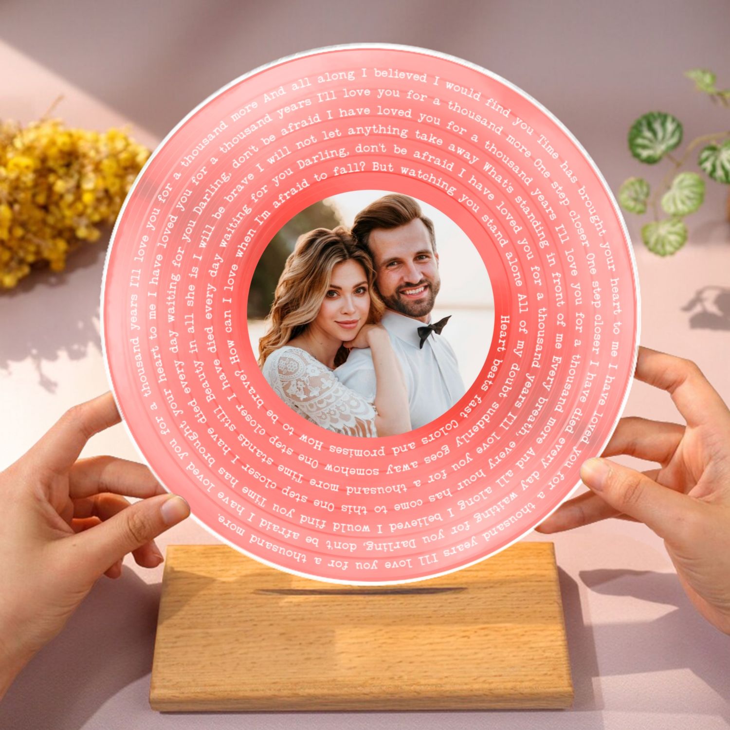 Personalized Vinyl Lyrics Record with Photo - Acrylic Song Plaque - Anniversary Wedding  Birthday Gift for Her Him