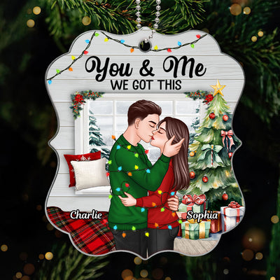Couple Kissing In Tangle Fairy Light In House Personalized Acrylic Ornament