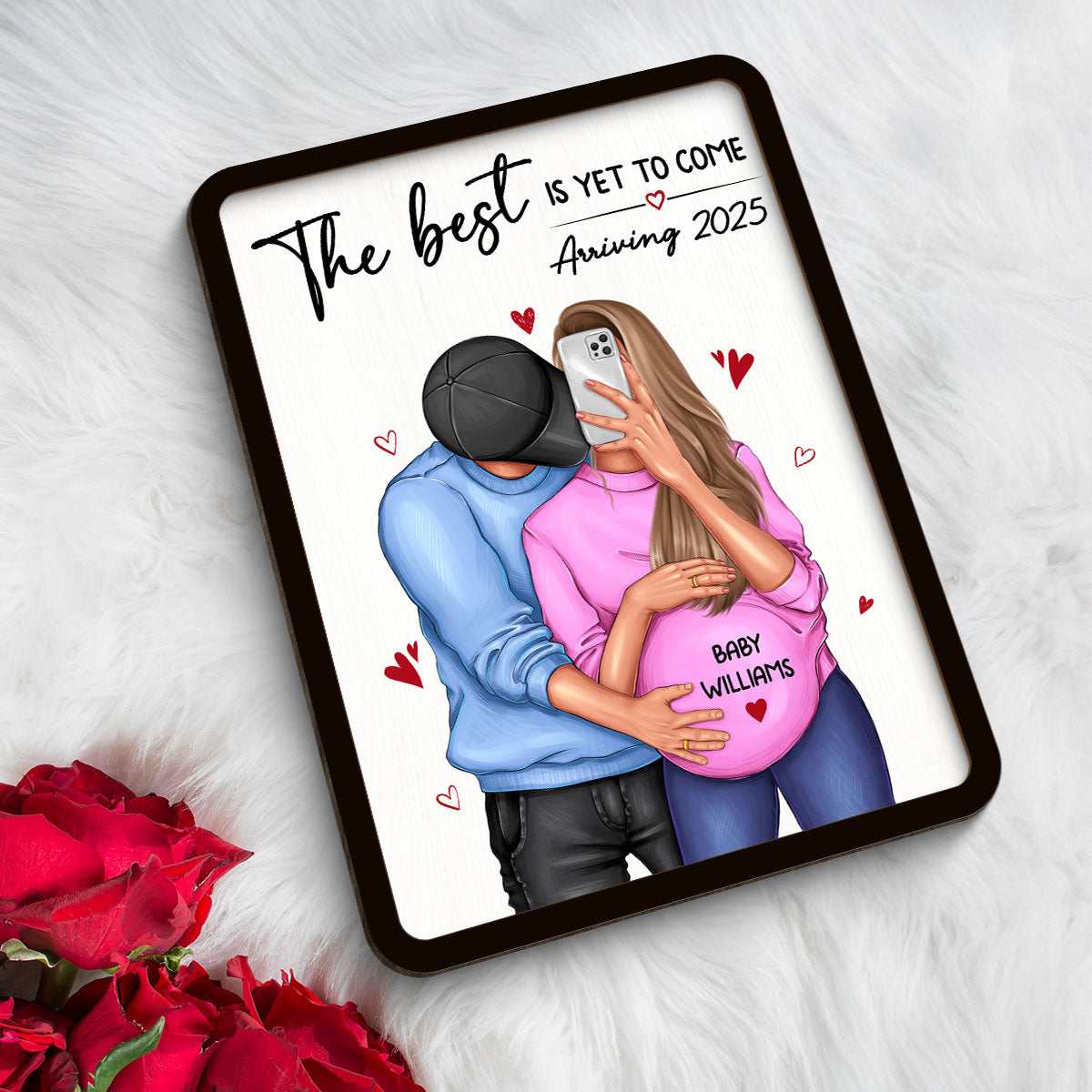 Personalized Hugging Pregnant Couple, Expecting Parents, Pregnancy Couple Personalized Wooden Plaque,  Gift, Pregnancy Announcement