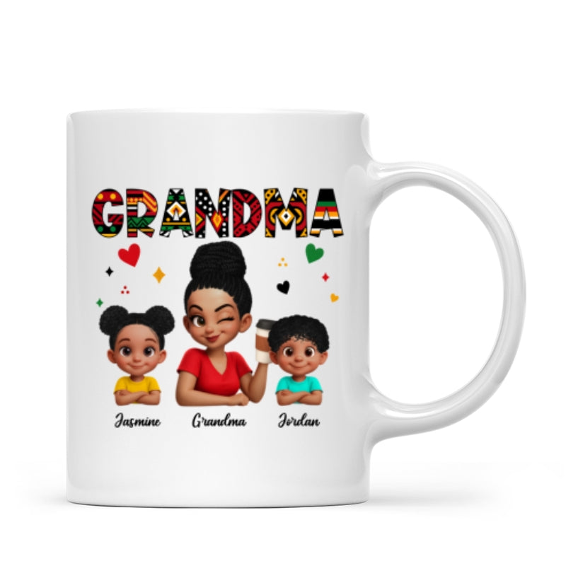 Tribal Pattern Grandma Grandkids Love - Personalized Mug - Gift For Grandma
