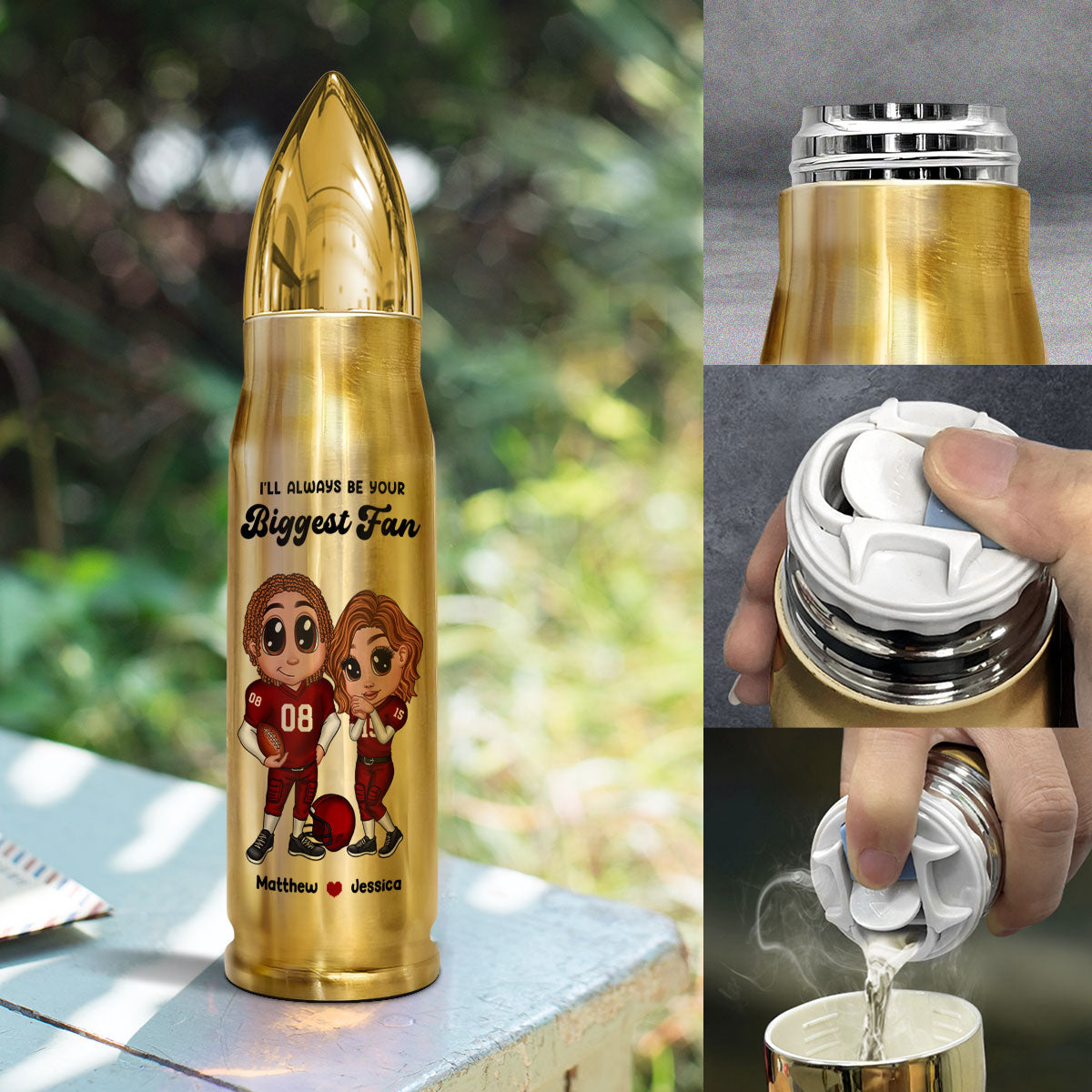 Personalized Y2K Football Couple Bullet Tumbler,  Gift for Couples
