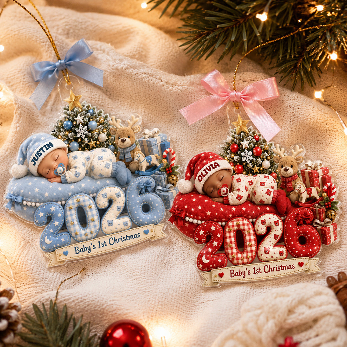 Baby's First Christmas 2026 - Personalized Acrylic Ornament - Newborn Girl Boy Gift, Heartfelt Keepsake