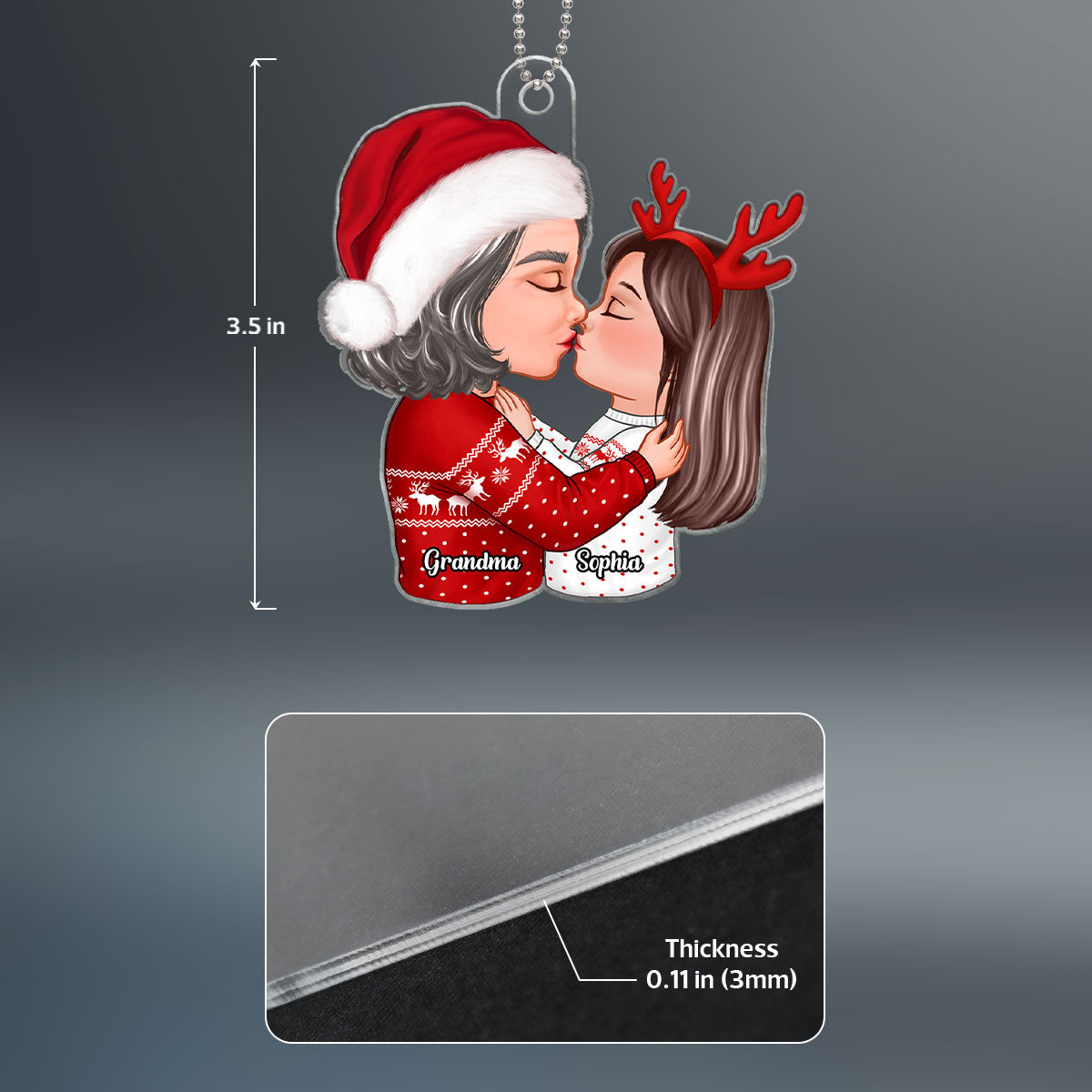 Doll Grandma Kissing Kid Christmas Gift For Granddaughter Grandson Personalized Acrylic Ornament