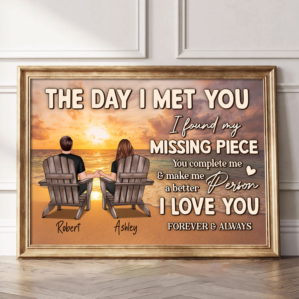 Couple Beach Landscape The Day I Met You Personalized Poster, Gift For Him, For Her