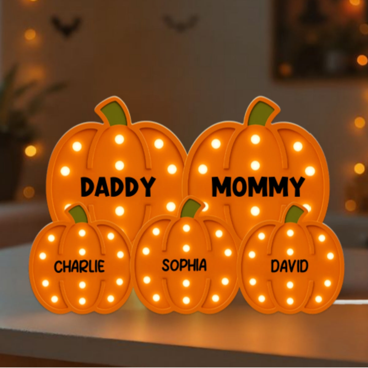 3D Effect Family Pumpkin Patch Marquee Pattern Texture - Personalized Light Box - Cozy Fall Vibe Home Decoration