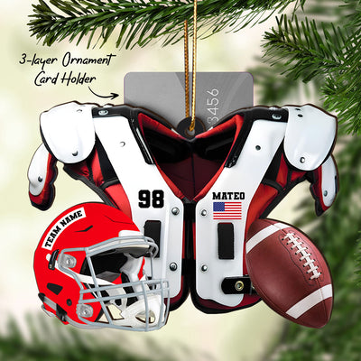 American Football Shoulder Pads Personalized Money Gift Card Holder Ornament, Christmas Unique Gift For Football Player, Football Lover