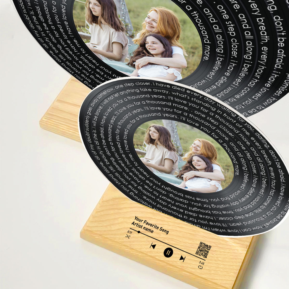 Mother & Daughter Spiral Song Lyrics Personalized Vinyl Record With Photo, Acrylic Song Plaque, Perfect 2025 Gift For Mom, Song Lyrics As Custom Messages