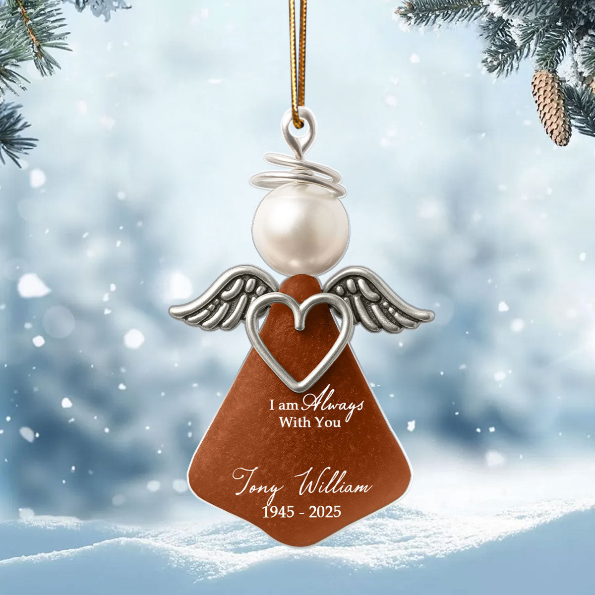 3D Effect Sea Glass Angel, I Am Always with You - Personalized Acrylic Ornament - Heartfelt Memorial Christmas Gift for Loved Ones