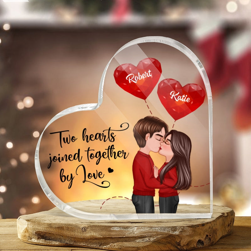 Two Hearts Joined Together By Love Personalized Heart Acrylic Plaque