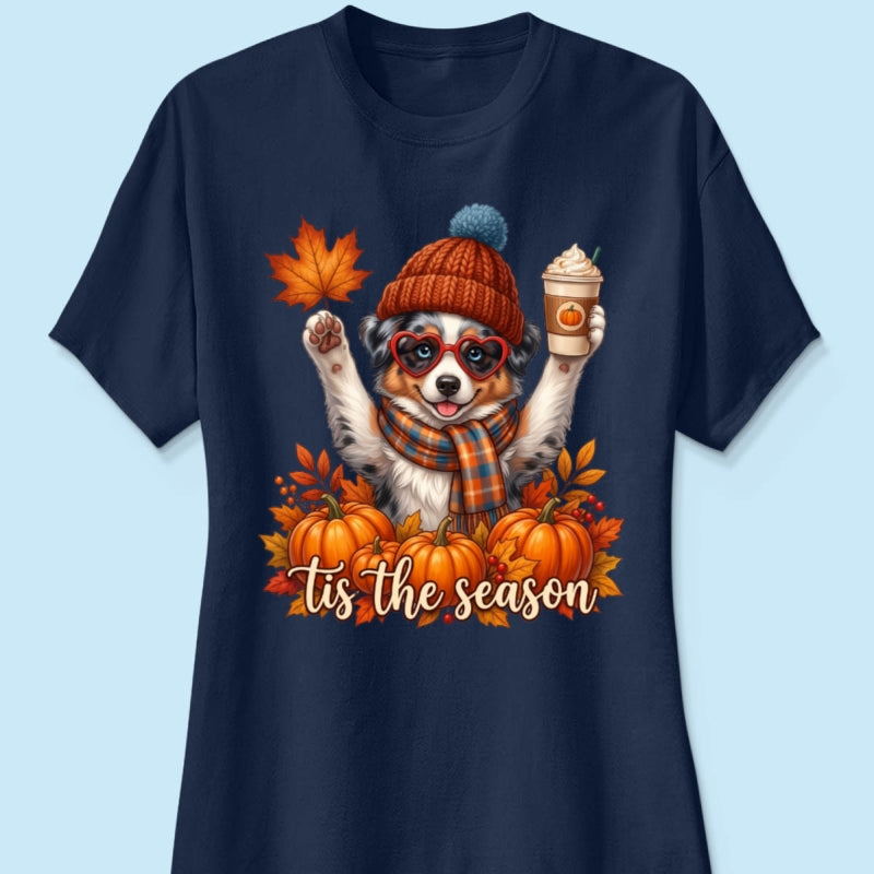 Tis the Season Retro Fall Pet - Personalized Shirt - Trendy Fall Tee for Dog Moms, Cat Moms