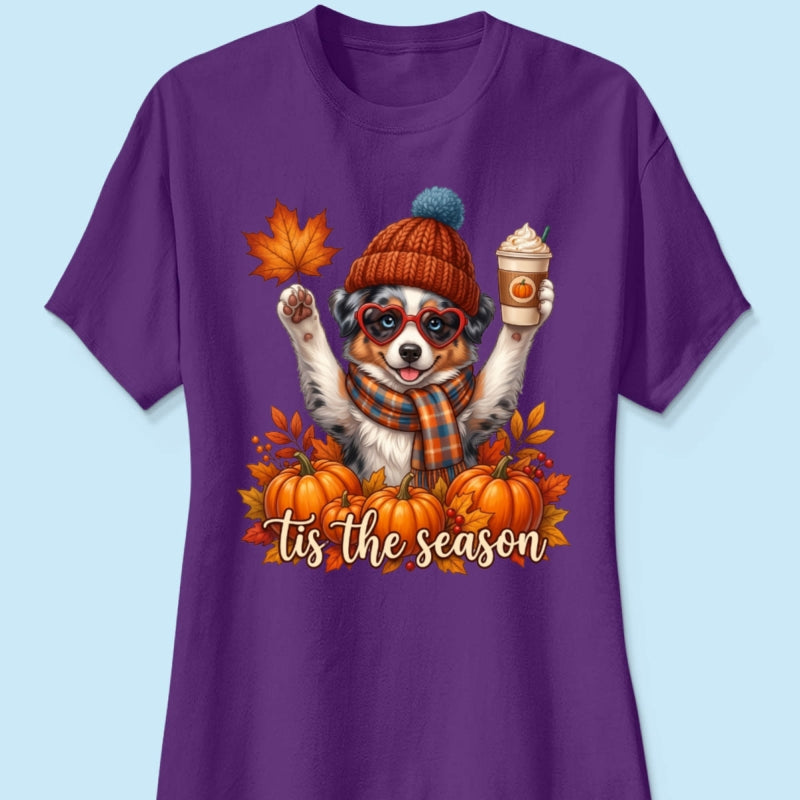 Tis the Season Retro Fall Pet - Personalized Shirt - Trendy Fall Tee for Dog Moms, Cat Moms