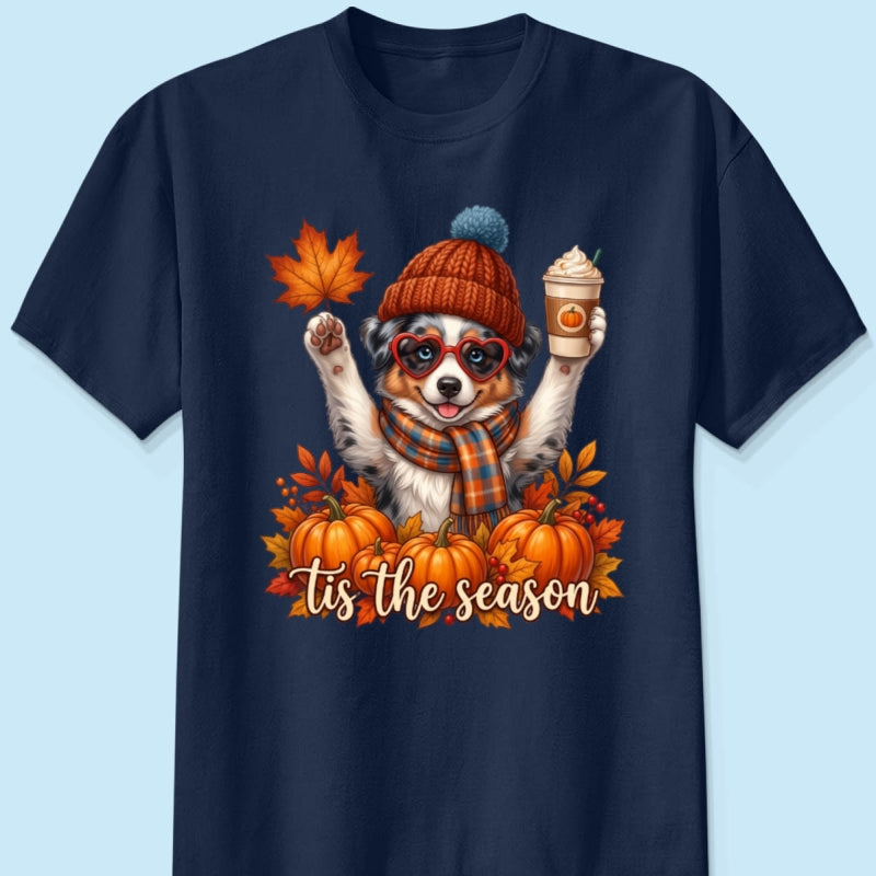 Tis the Season Retro Fall Pet - Personalized Shirt - Trendy Fall Tee for Dog Moms, Cat Moms