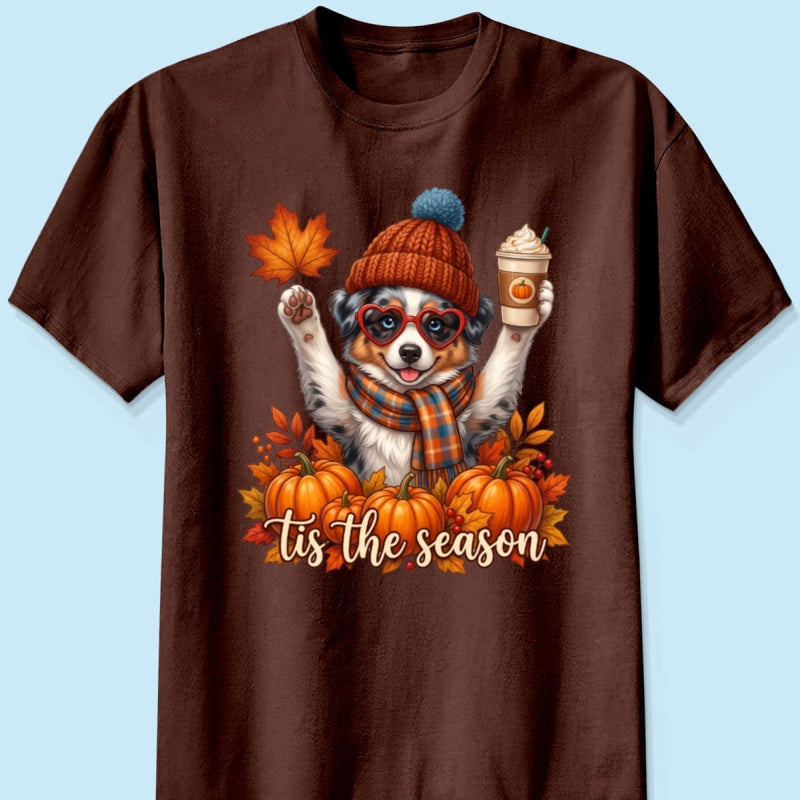 Tis the Season Retro Fall Pet - Personalized Shirt - Trendy Fall Tee for Dog Moms, Cat Moms