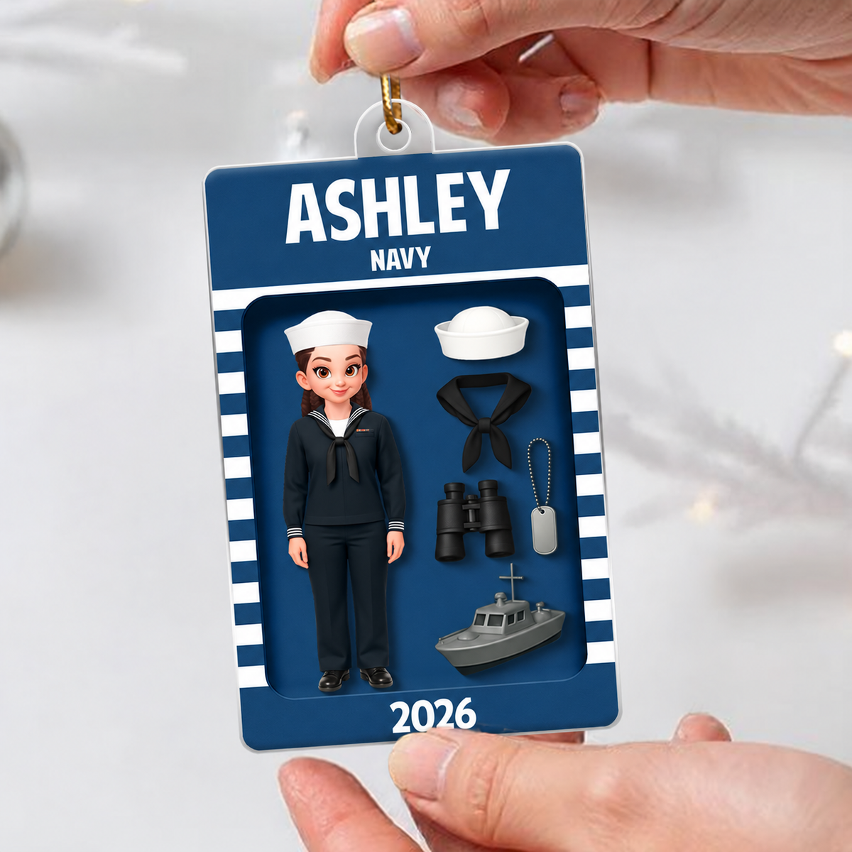 Navy Action Figure 3D Effect - Personalized Acrylic Ornament - Special Gift For Navy