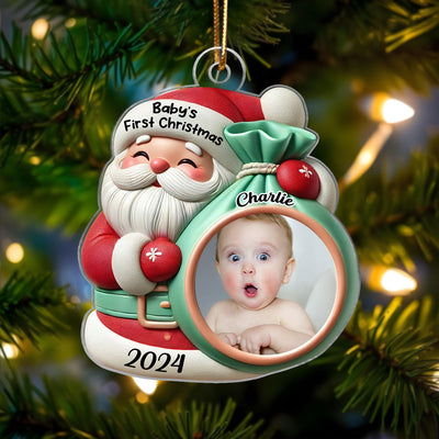 Little Bundle Big Joy Upload Photo Baby Ornament, 2024 Keepsake Christmas Ornament, Baby Shower Gifts, Gift For Newborns