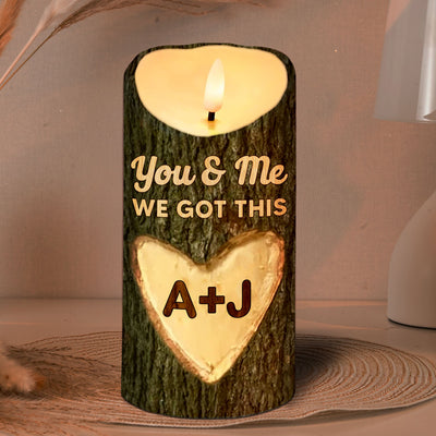 You & Me We Got This Couple Name Carved On Tree Personalized LED Candle