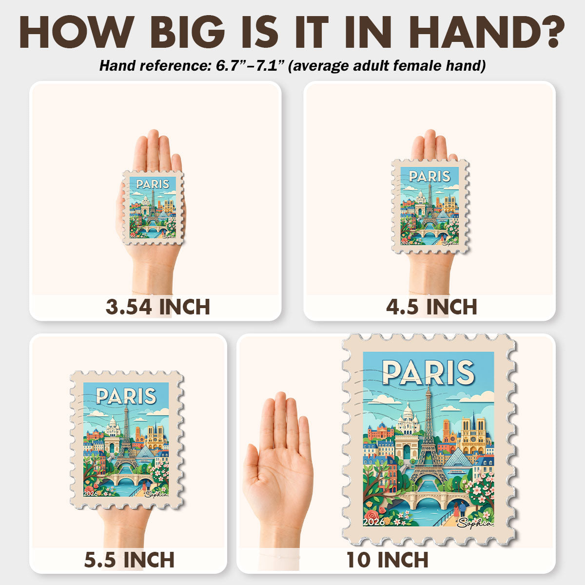 Any City Landscape Stamp - Personalized Acrylic Fridge Magnet - Travel Keepsake For Travel Lover