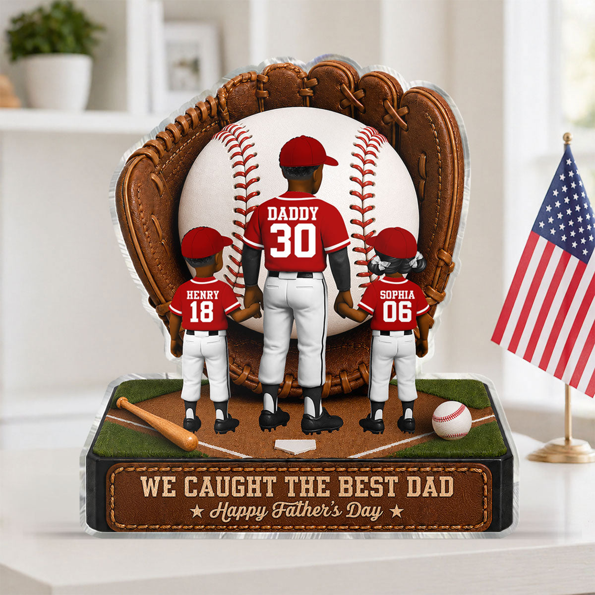 Baseball Dad Legend We Caught The Best Dad - Personalized Acrylic Block Plaque - Father's Day Gift For Dad