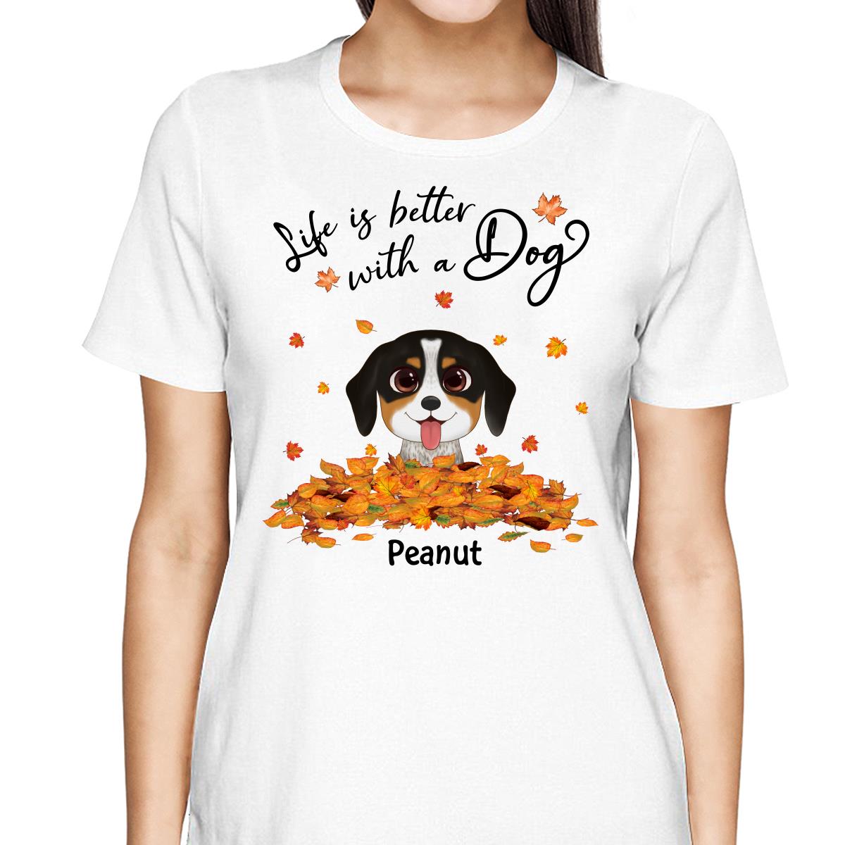 Dogs In Fall Season Leaves Pile Personalized Shirt