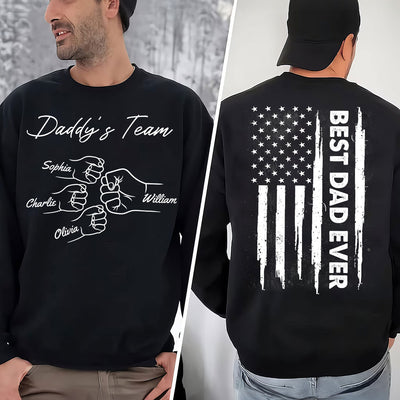 Best Dad Grandpa Ever Nation Flag Fist Bumps Personalized Double Sided Sweatshirt