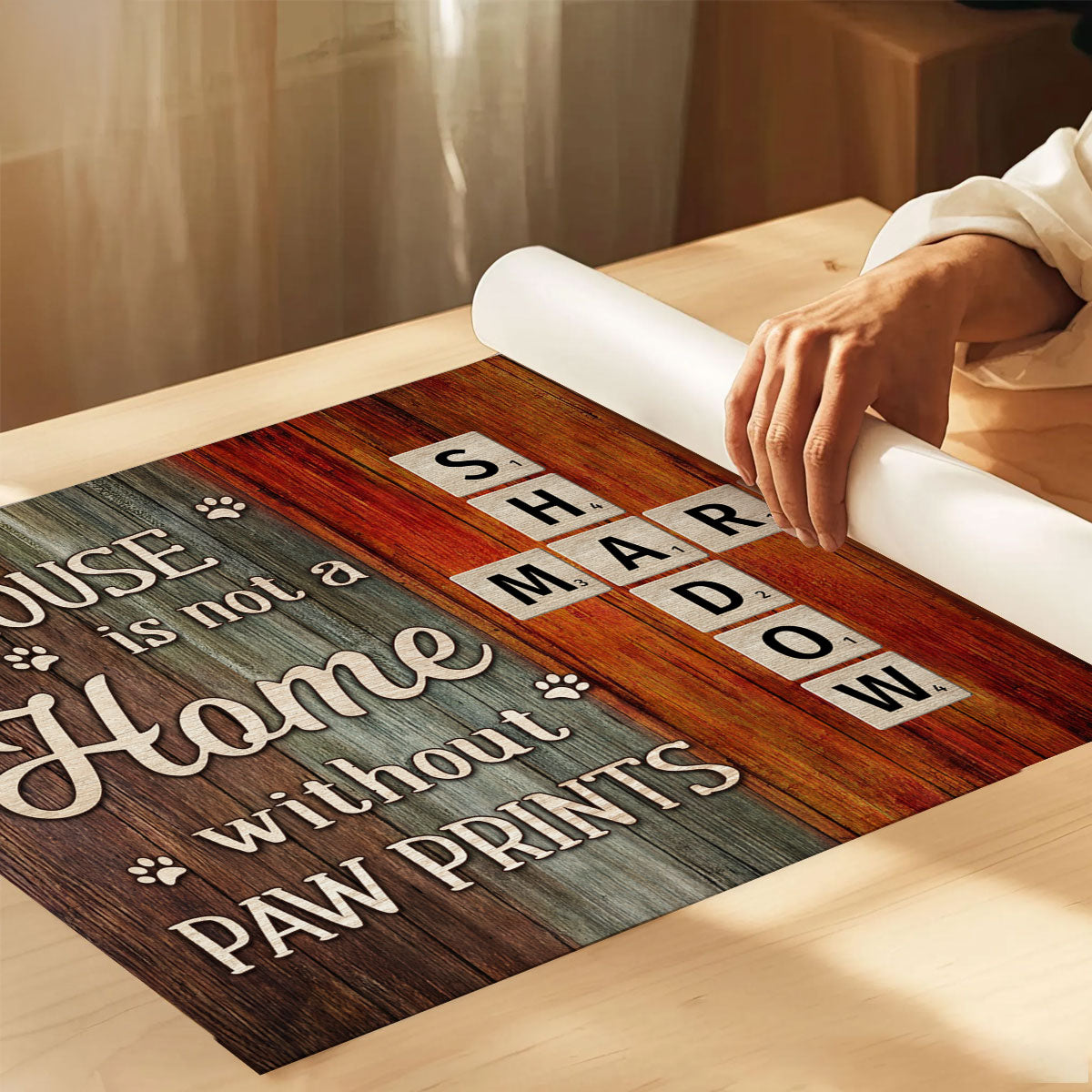 House Is Not Home Without Paw Prints Colorful Palette Crossword Puzzle Art Personalized Poster