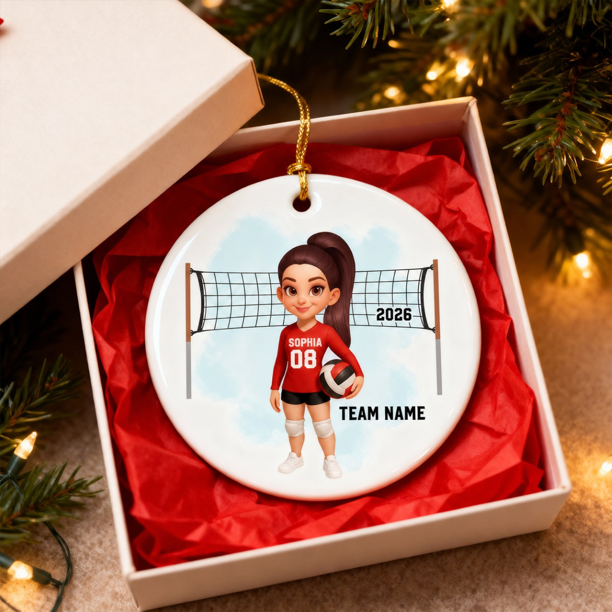 Christmas Volleyball Player - Personalized Ceramic Ornament - Gift For Volleyball Lovers, School Volleyball Team