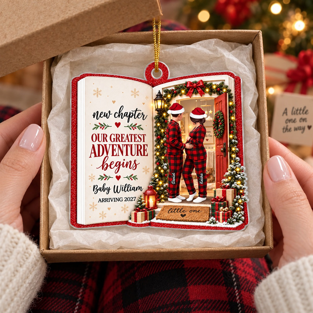 New Chapter Baby Arriving 2D Flat - Personalized Acrylic Ornament - Christmas Tree Decor For Expecting Couples, Pregnancy Keepsake