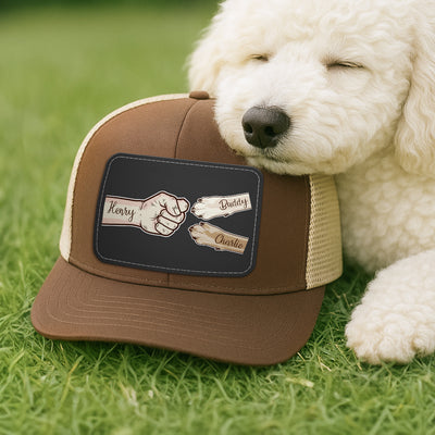 Dog Dad Fist Bump Personalized Trucker Cap, Dad Snapback Hat, Father's Day Gift for Dog Dads