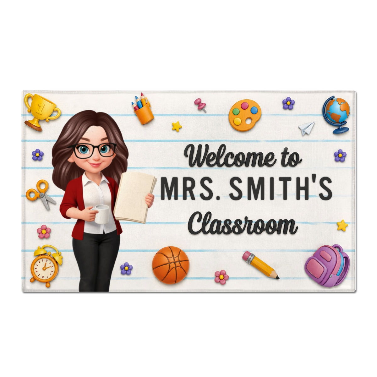 Cute Teacher Welcome Classroom - Personalized Doormat - Back To School Gift For Teacher, Classroom Decor