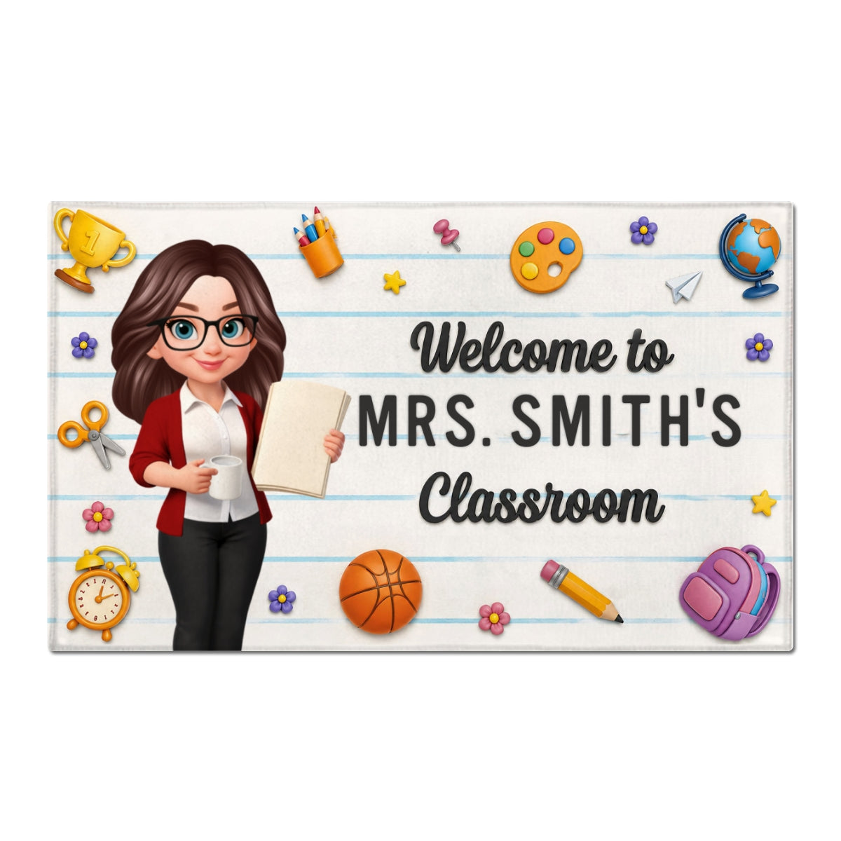Cute Teacher Welcome Classroom - Personalized Doormat - Back To School Gift For Teacher, Classroom Decor