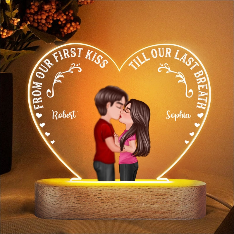 Couple Kissing Valentine‘s Day Gift Anniversary Gift Personalized Heart Acrylic Plaque With LED Night Light