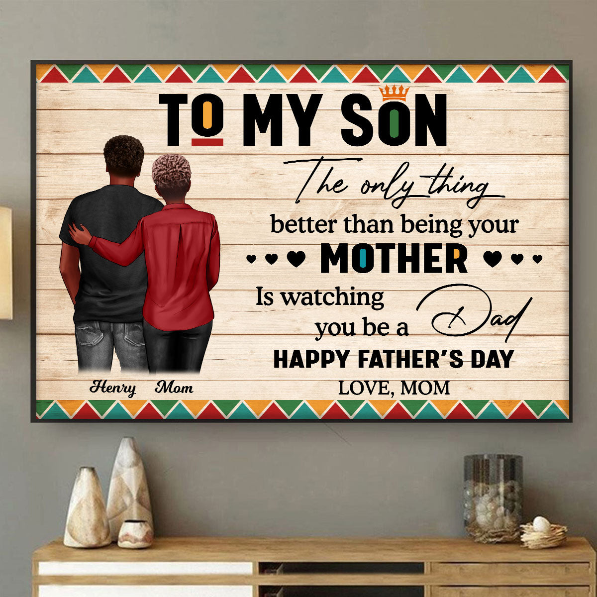 To My Son From Mom Dad Happy Father's Day Black Pride Personalized Poster