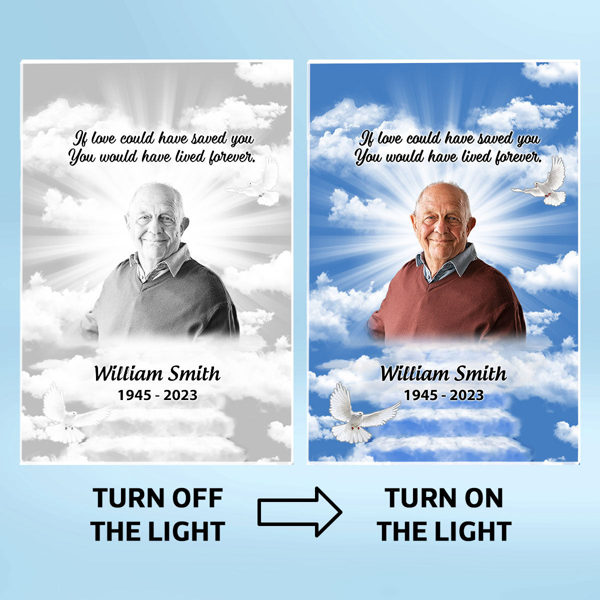 A Big Piece Of My Heart Lives In Heaven, Memorial Sympathy Gift, Personalized Luminous Frame Light Box, LED Night Light