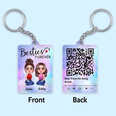 Pretty Doll Besties Sister Forever Favorite Song Scannable QR Code Personalized Acrylic Keychain