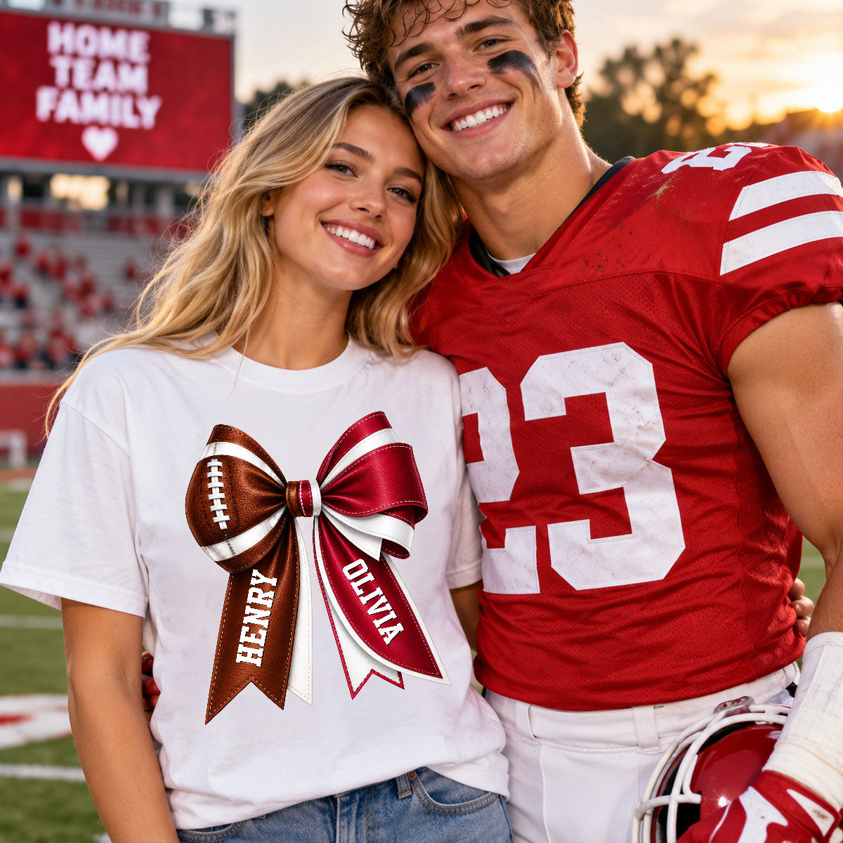 Custom Football & Cheer Name - Personalized Shirt - Game Day Shirt, Football Girlfriend Shirt, Cheer Mom Shirt