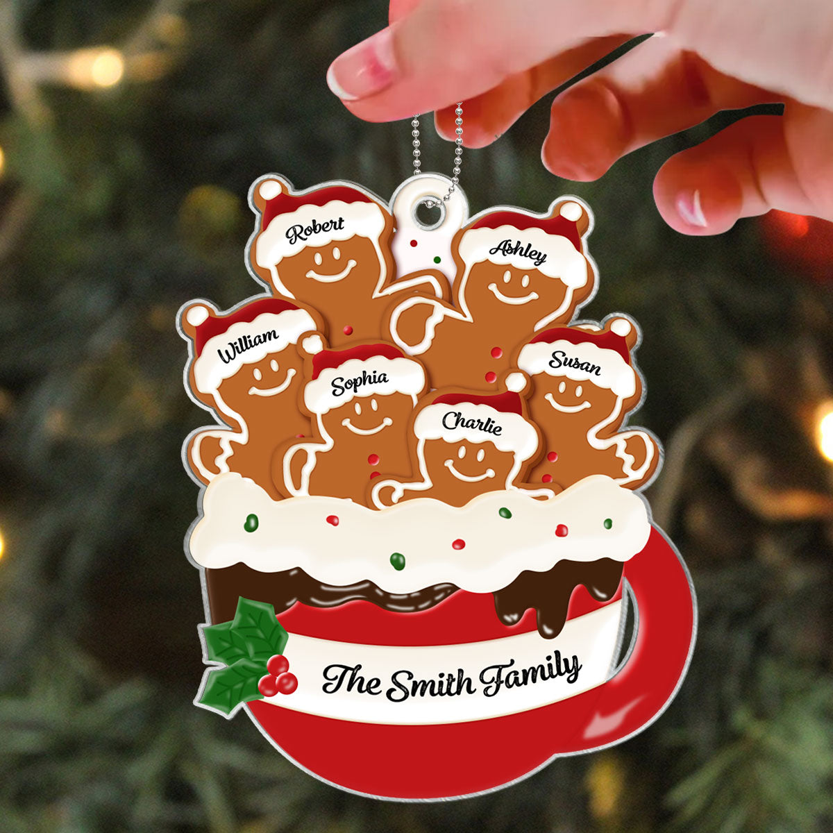 Personalized Gingerbread Christmas Ornament 2024, Custom Christmas Gift for Children, Grandchildren, Personalized Xmas Gift, Christmas Decor