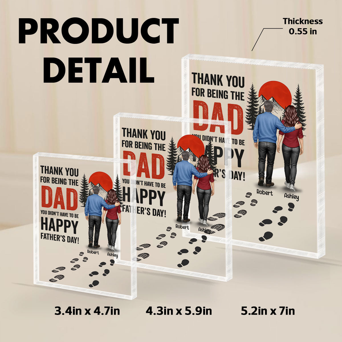 Thank You for being the Dad You Didn't Have to be Personalized Acrylic Block Plaque, Father's Day Gift for Bonus Dad, Step Dad