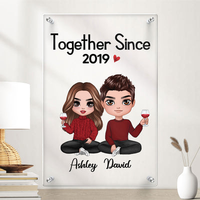Doll Couple Sitting Gift For Him Gift For Her Personalized Acrylic Board Wall Art
