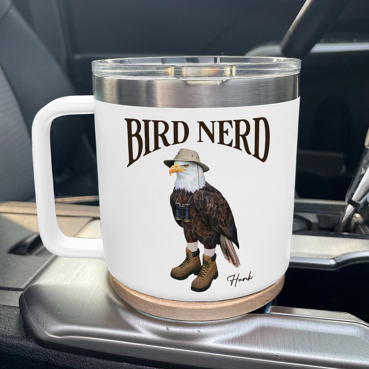 Bird Nerd Funny Gift For Bird Watcher, Bird Twitcher Bird Lover Personalized Stainless Steel Tumbler With Handle