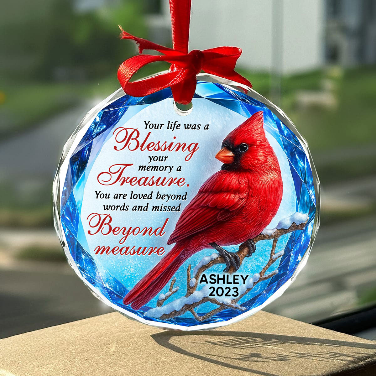 Your Life Was a Blessing 3D Effect - Personalized Glass Ornament - Heartwarming Christmas Keepsake for Loved Ones