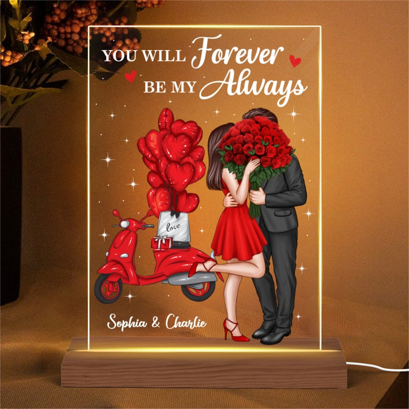 Elegant Couple Valentine‘s Gift Personalized Rectangle Acrylic Plaque LED Night Light